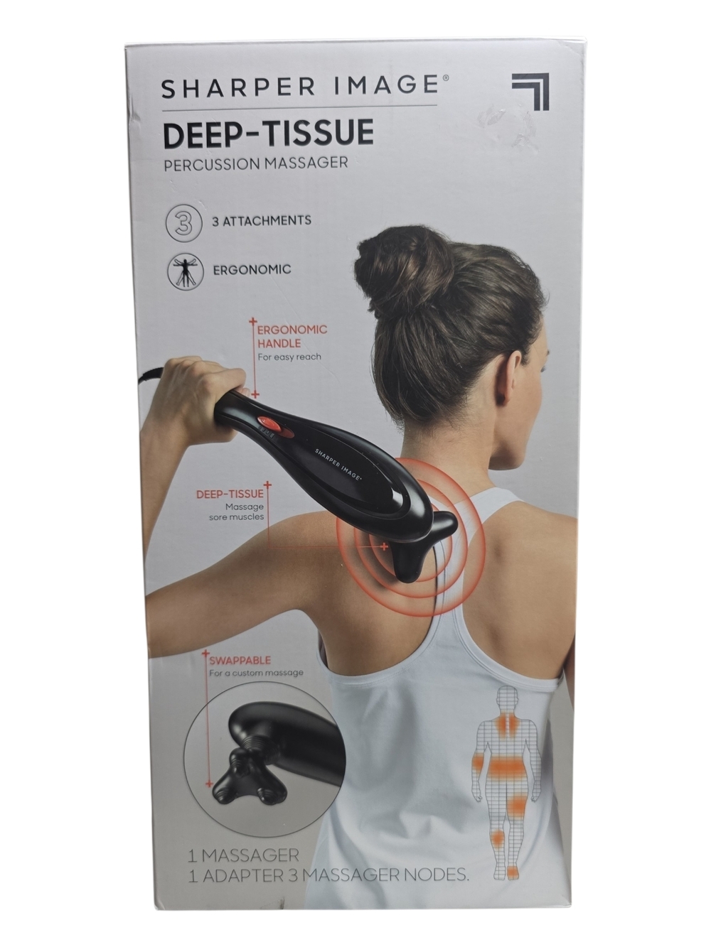 Sharper Image Black Deep-Tissue Handheld Percussion Massager